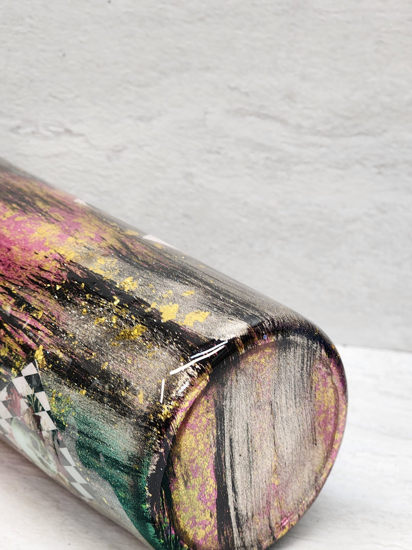 24 ounce drinking tumbler with skull design, lid and straw