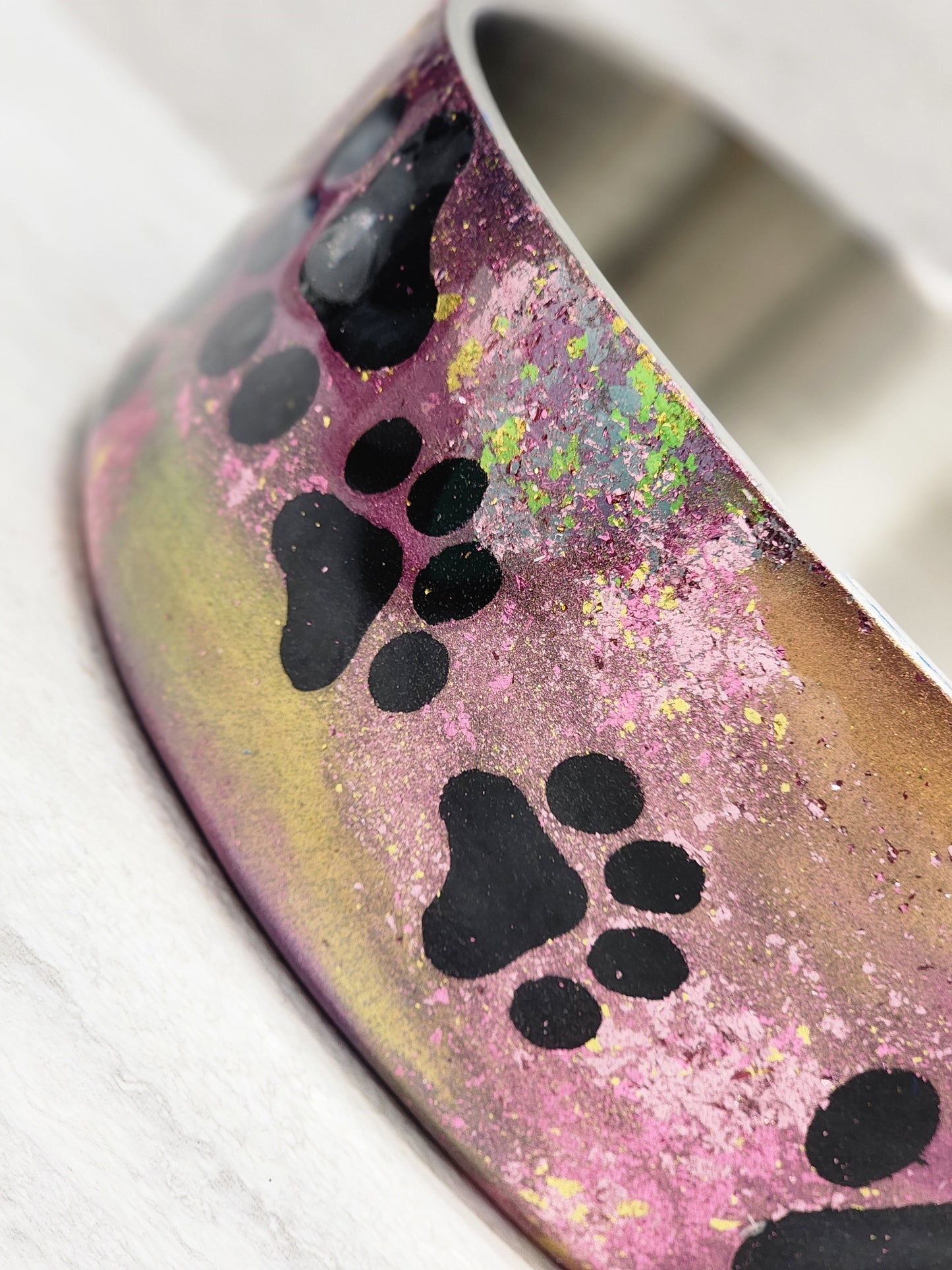 64 Ounce Rosey Paw Print Boujee Pet Bowl