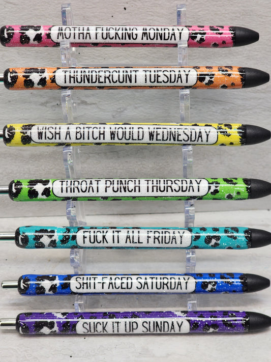 In my feelings 7 days of the week custom pens