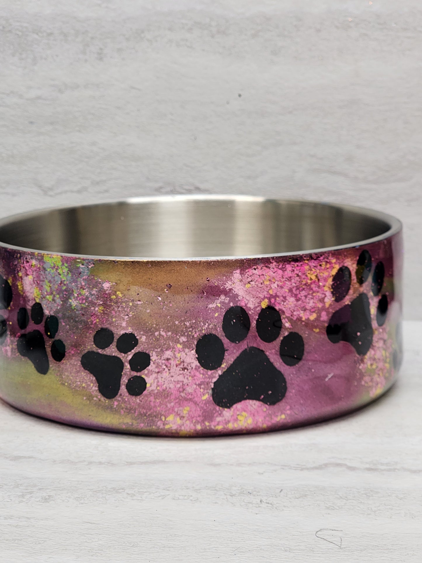 64 Ounce Rosey Paw Print Boujee Pet Bowl
