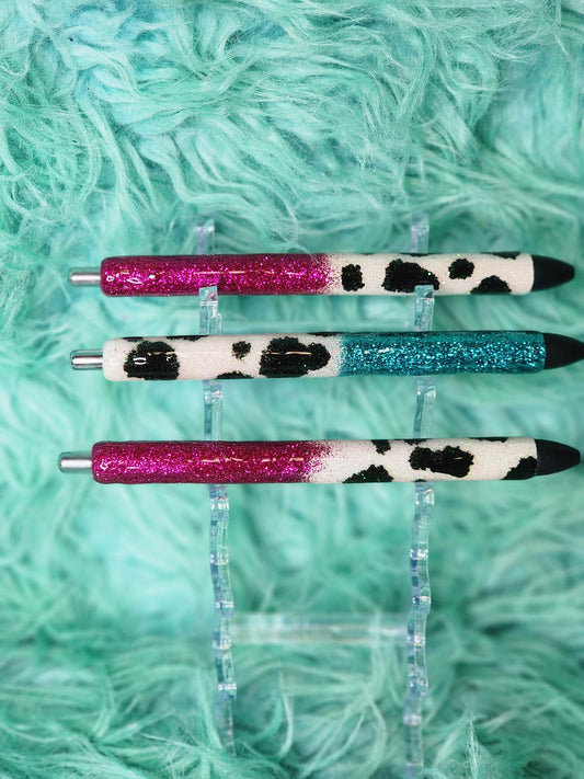 Cow Print Glitter Gel Pens